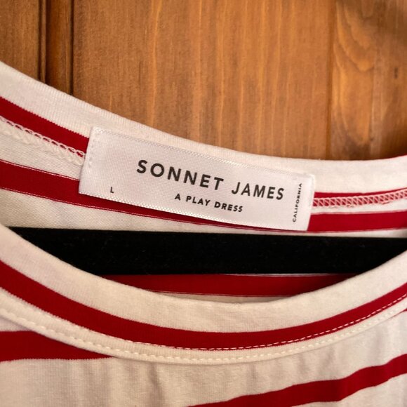 Sonnet James Red White Striped Play Dress SZ L - Picture 8 of 9